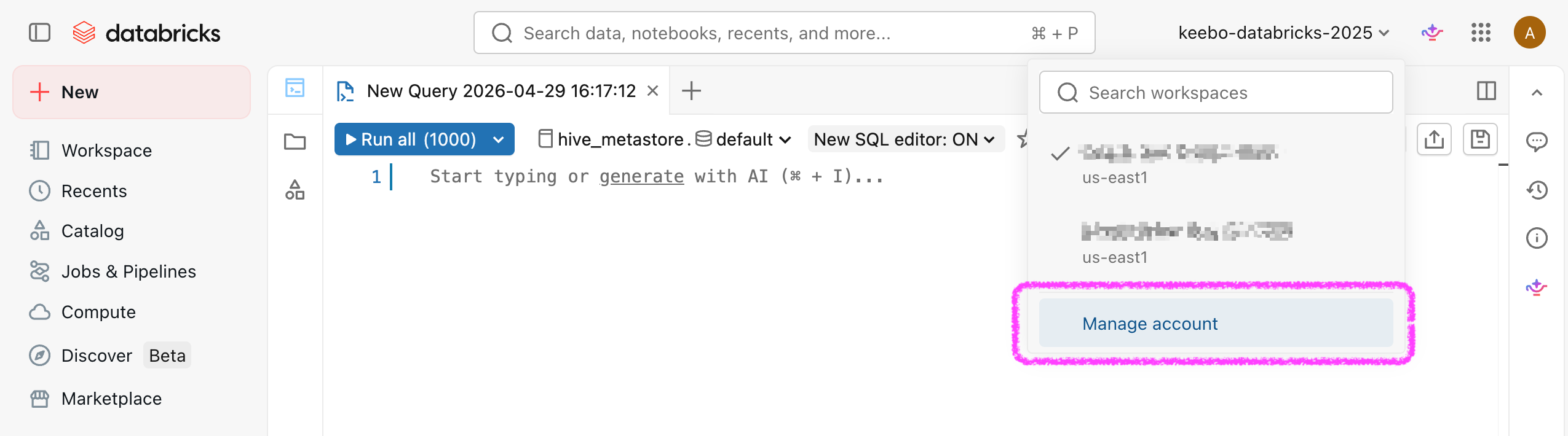 Navigate to the Databricks Account Console